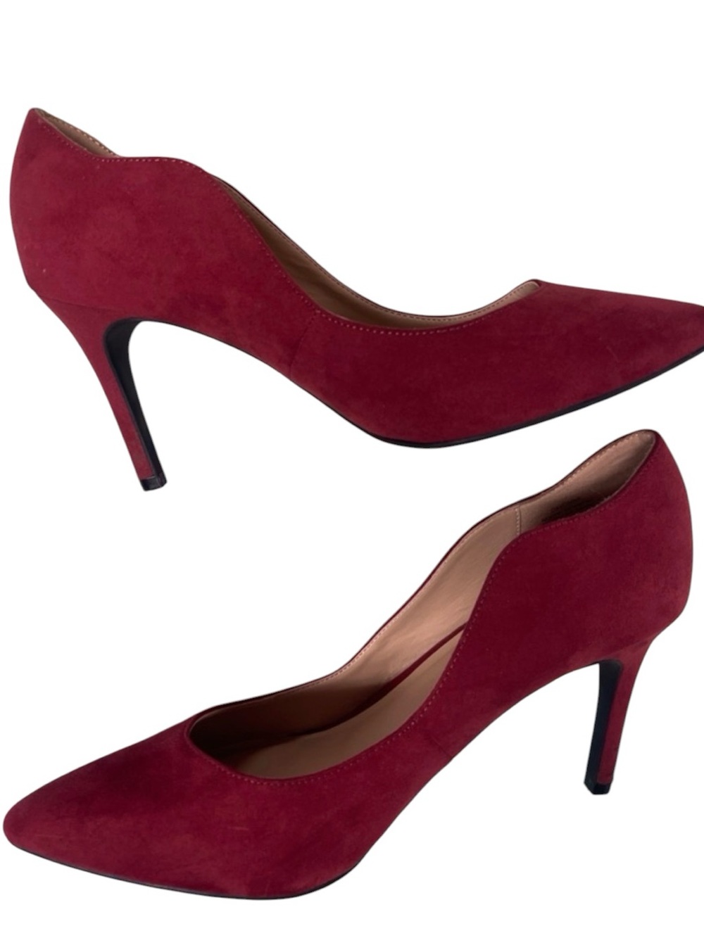 Kelly & Katie Wine Red Pointed-Toe Suede Pumps
